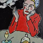 obraz olejny myśli unoszą się wolniej niż dym - 