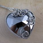 Wisiorek Swarovski Bermuda Blue wire wrapping - W całości ze stali chirurgicznej