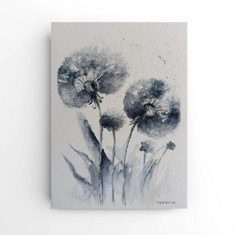 Dmuchawce-akwarela formatu 18/12,5 cm 