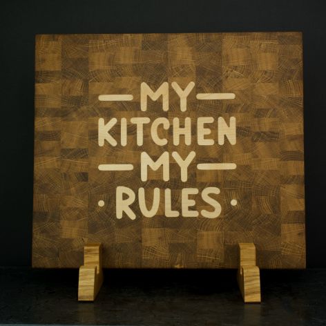 Deski do krojenia sztorcowe na stojaku MY KITCHEN MY RULES Zestaw