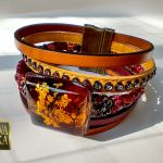 Wpół do jesieni - bransoletka z żywicy i rzemieni - 