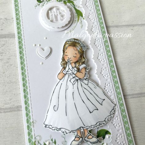 Kartka komunijna z konwaliami