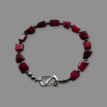 Bransoletka z surowych naturalnych rubinów  - Połączenie surowego rubinu z terahercem i tytanem