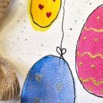 Kartka okolicznościowa malowana na Wielkanoc  - zbliżenie