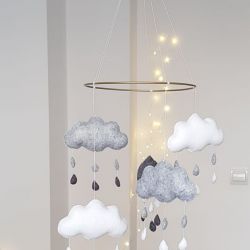 Baby mobile, karuzela dla niemowlaka, chmurki