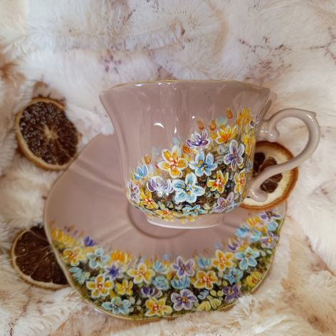 Runo kwiatowe ręcznie malowany komplet