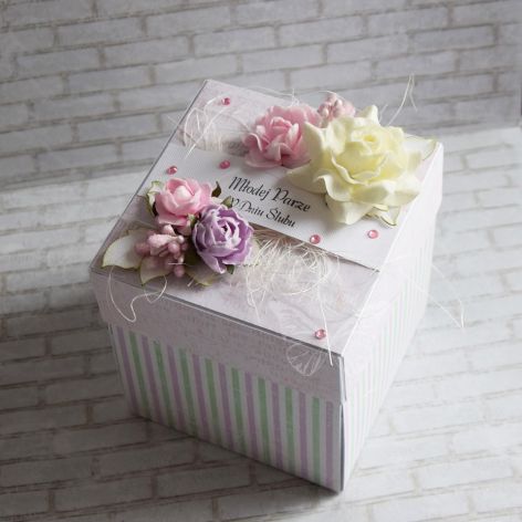 Ślubne pudełko - różowo-zielone