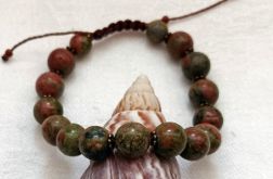 Bransoletka BOHO makrama z naturalnym Unakitem 10 mm