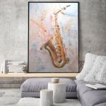 Saksofon, oryginalny obraz malowany na płótnie - Saksofon, obraz malowany na płótnie