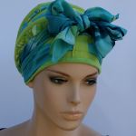 lekki turban TROPIK - kokarda z szarfy nad czołem
