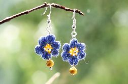 Kolczyki szydełkowe Niebieskie Kwiatki