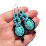 turkusowo czarne - kolczyki sutasz - 