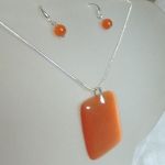 Pomarańczowy kwarc kocie oko, wisior i kolczyki, srebro - 