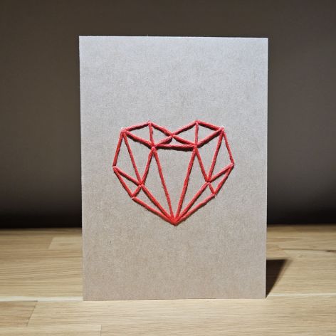 Kartka okolicznościowa - haftowana - serce