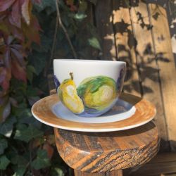 Porcelanowa filiżanka ręcznie malowana Owoce