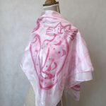 Różowe koty, jedwabna malowana chusta - Różowe koty, ręcznie malowana jedwabna chusta