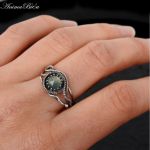 Pierścionek srebrny z szarym agatem - Regulowany pierścionek
