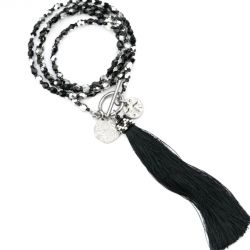 Naszyjnik Mala tybetańska, zapinana, stal chirurgiczna, szkło Fire Polish