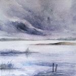 Pejzaż-akwarela formatu 20x20 cm  - 