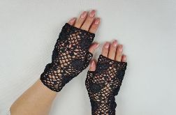 Rękawiczki mitenki szydełkowe czarne 01