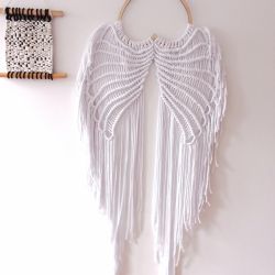 Biała makrama Boho skrzydła anioła