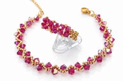 Różowy Komplet Biżuterii Fuchsia AB