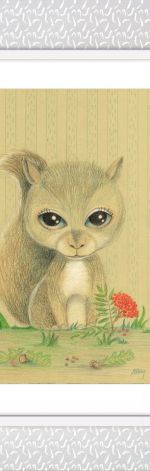 Wiewiórka szara, ilustracja dziecięca kredkam