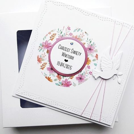 Kartka na Chrzest minimalistyczna z gołębicą