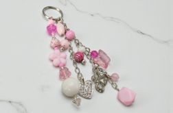 Różowo srebrny pastelowy breloczek