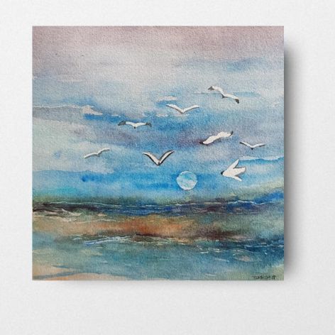 Morze-akwarela formatu 20x20 cm.