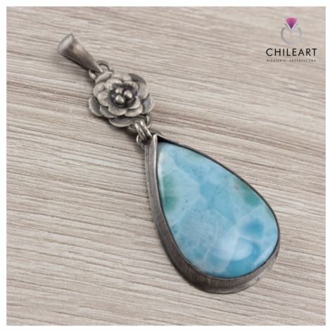 Larimar i srebro - wisior dwuelementowy 1552