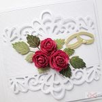 Kartka ŚLUBNA biało-malinowa - Ażurowa kartka ślubna z różami