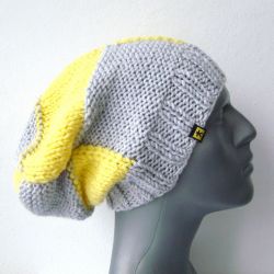 czapka w kratę szaro-żółtą unisex