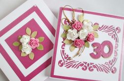 Kartka ROCZNICA ŚLUBU różowo-biała