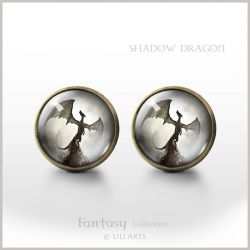 Shadow Dragon - antyczny brąz - kolczyki wkrętki