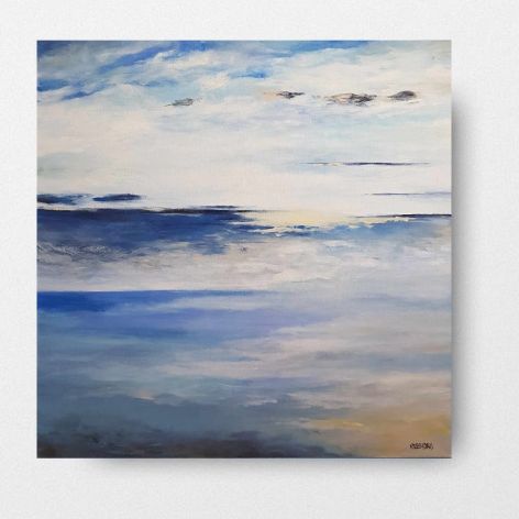 Pejzaż-praca formatu 60/60 cm.