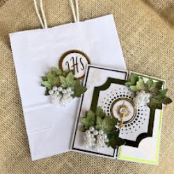 142,komunia - kartka w pudełku w komplecie z torebką 