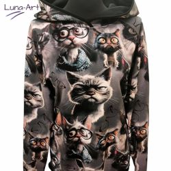 Bluza damska 2XL z kapturem, w koty