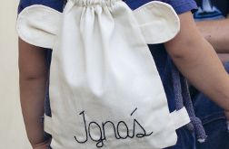 Bawełniany mini plecak miś z imieniem Ignaś