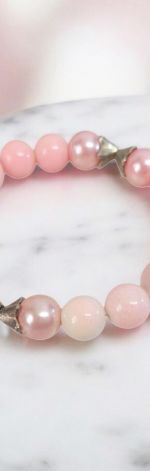 Bransoletka na gumce jasny róż