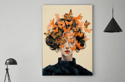 Obraz na płótnie - Kobieta i motyle - 70x100 cm (1-0048)