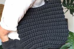 Torebka damska,na ramię, koszyk z sznurka,grafitowa.