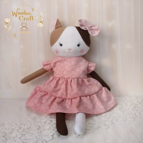 Kotek Bella przytulanka w sukience róż GOTOWA