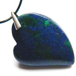Lapis lazuli z malachitem, wisiorek - serce