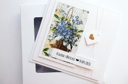 Kartka ślubna niezapominajki handmade pudełko