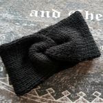 Czarna opaska turban z włóczki , ręcznie robiona - modna opaska