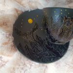 Nocne sowy ręcznie malowany komplet - ręcznie malowane