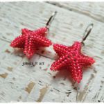 czerwone rozgwiazdy koralikowe - kolczyki ręcznie robione