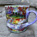 Porcelanowy kubek ręcznie malowany Jesień w parku  - 