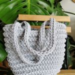 Torebka damska,na ramię, koszyk z sznurka,jasnoszara. - 